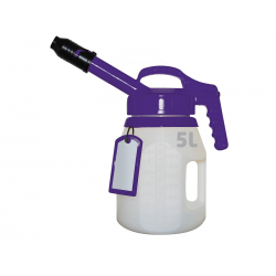 Secur-Huile 5L Bec Long Pourpre, Broc sécurisé pour vos appoints d'huile, débit important.