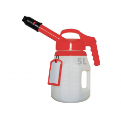 Secur-Huile 5L Bec Long Rouge, Broc sécurisé pour vos appoints d'huile, débit important.